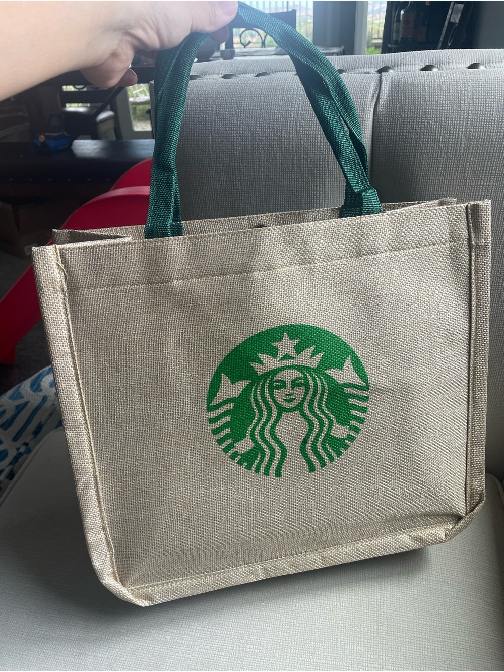 Starbucks Beige Shopper Tote with Green Logo and Handles